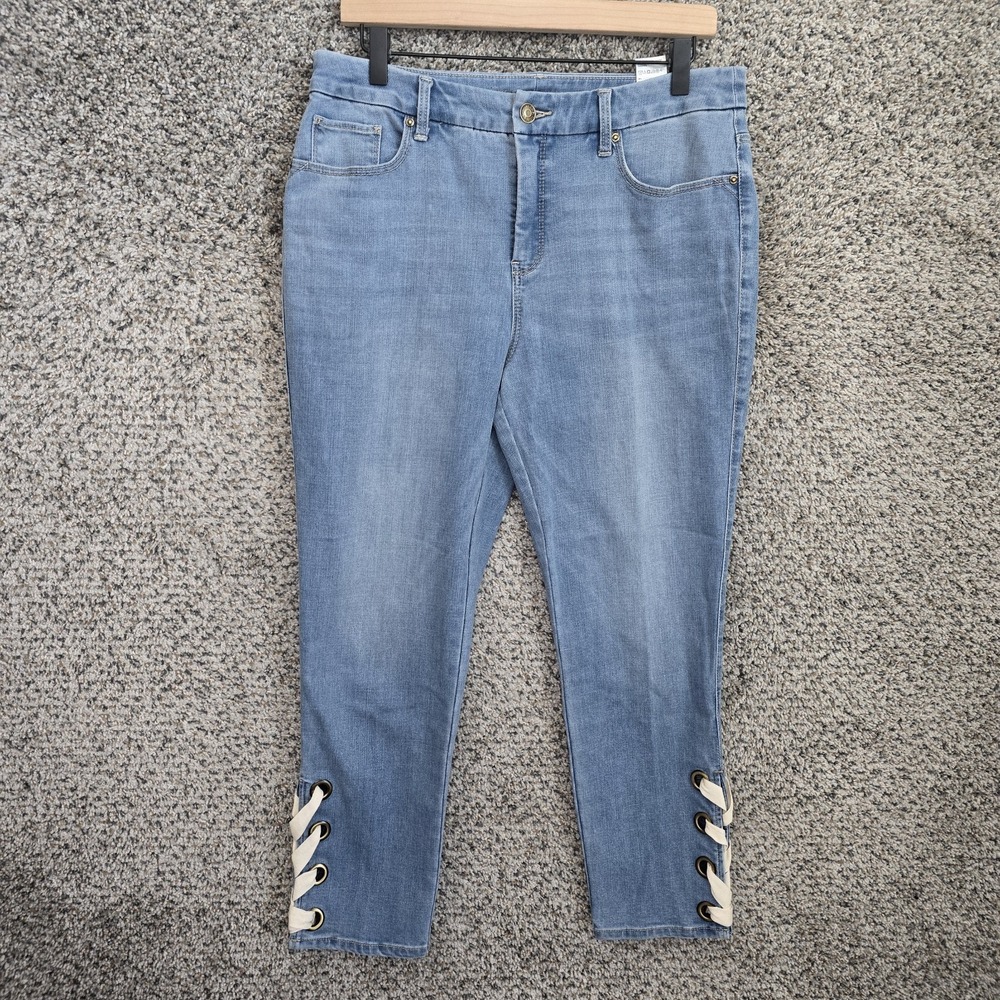 Chicos Jeans Womens 1‎ US 8 So Slimming Girlfriend Slim Leg Ankle 5 Pocket